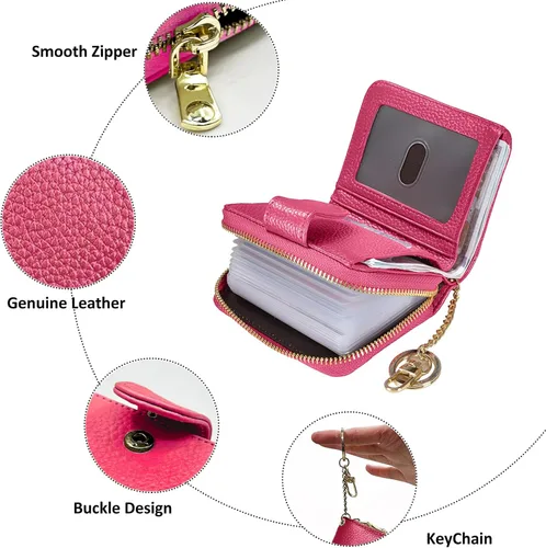 Miniatura 3 de Beurlike billetera de cuero, con tarjetero con bloqueo RFID, organizador, billetera segura para mujer
