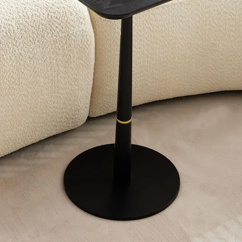 Miniatura 7 de 15.74'' Side End Tabel for Living Room, Modern Accent Drink Table, Wood Square Tabletop & Metal Pedestal, Easy Assembly, Black