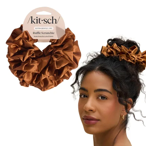 Miniatura 29 de Kitsch Coleteros de satén para mujer, sin arrugas, control de encrespamiento, más suave que la seda para todo tipo de cabello, accesorios elegantes