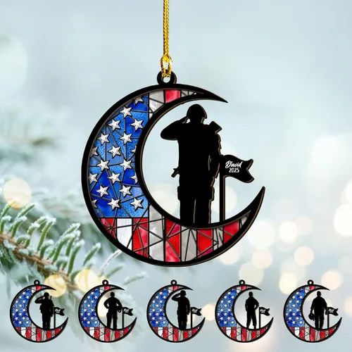 Miniatura 10 de Adornos de Navidad del ejército estadounidense, adorno de veterano para hombres y mujeres, adornos patrióticos para decoración de árbol de Navidad