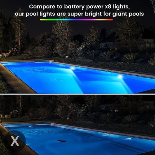 Miniatura 5 de LyLmLe Luces LED para piscina sobre el suelo con control de aplicación, luces subacuáticas magnéticas RGB inteligentes de 20 W con temporizador, 800