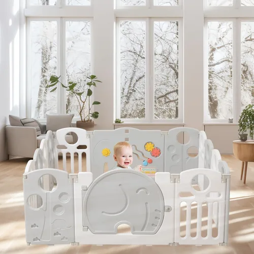 Miniatura 2 de LulliSpace Corralito para bebés, para niños y niños pequeños, patio de juegos seguro, puertas de seguridad para interiores y exteriores, área Azul