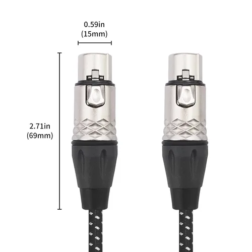 Miniatura 6 de Cable de micrófono XLR hembra a hembra de 6 pies, cables de conexión de micrófono equilibrados de 3 pines, cable DMX XLR hembra a hembra