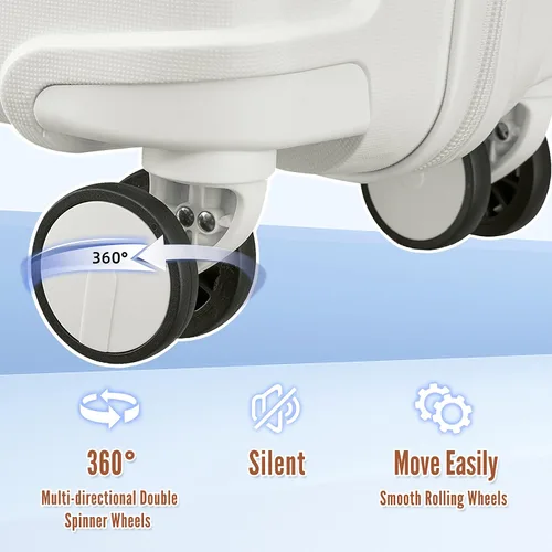 Miniatura 6 de Joyway maleta de equipaje, Blanco, Equipaje Spinner Ruedas Hardside Equipaje 8pcs Set Ligero Pp Durable Equipaje Con Tsa Lock..
