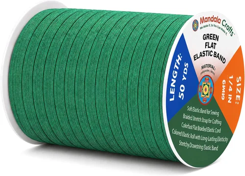 Miniatura 163 de Mandala Crafts - Rollo de cordón elástico plano para costura y manualidades Blanco