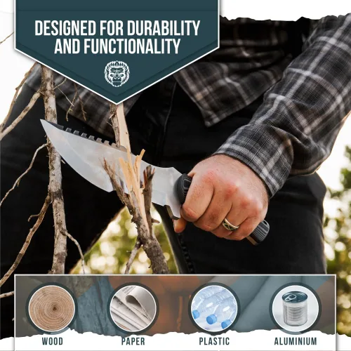 Miniatura 5 de Holtzman's Gorilla Survival Tracker Cuchillo de caza y campamento de hoja fija con iniciador de fuego y kit completo de supervivencia táctica