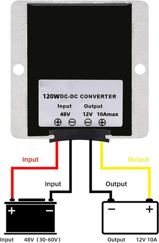 Miniatura 4 de Regulador de convertidor de voltaje CC 36V 48V reductor de voltaje a 12V 10A 120W, reductor de voltaje impermeable, módulo de fuente de alimentación