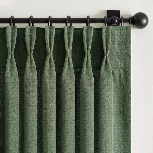 Miniatura 19 de 2 paneles de cortinas plisadas de lino beige de 84 pulgadas de largo, para dormitorio y sala de estar, cortina plisada con ganchos y pestaña trasera