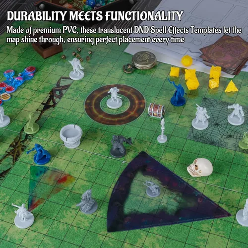 Miniatura 5 de CZYY - Plantillas de área de efecto de hechizos DND - Juego de 28 marcadores para hechizos AOE, plantillas de efectos de hechizos borrables de PVC