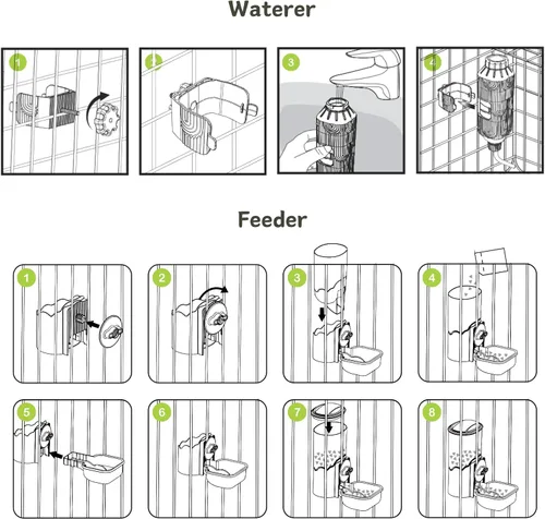 Miniatura 5 de Dispensador automático de comida y agua para mascotas, conjunto de alimentador automático por gravedad con botella de agua para jaula, estación