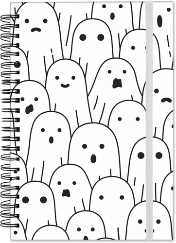 Miniatura 13 de Cuaderno de espiral de tapa dura, cuaderno de espiral con rayas anchas, tamaño A5, 5.5 x 8.3 pulgadas, papel grueso de 80 GSM, 60 hojas y 120