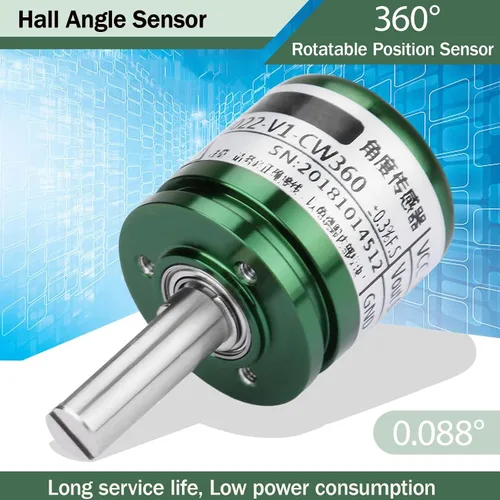 Miniatura 4 de Sensor de ángulo de pasillo, resolución de 0.088 ° Sensor de posición de efecto Hall giratorio de 360 °, salida de 0-5 V círculo completo 12 bits
