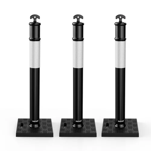 Miniatura 13 de BATTIFE Poste delineador de 45 pulgadas con base, conos de delineador de tráfico naranja con collar reflectante para práctica de conducción