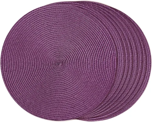Miniatura 49 de FunWheat Juego de 6 manteles individuales redondos trenzados para mesas de comedor, tejidos, lavables, antideslizantes, de 15 pulgadas