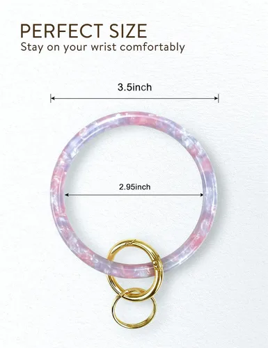 Miniatura 5 de Heesch Pulsera llavero pulsera llavero pulsera para mujer, llavero de acetato circular para muñeca