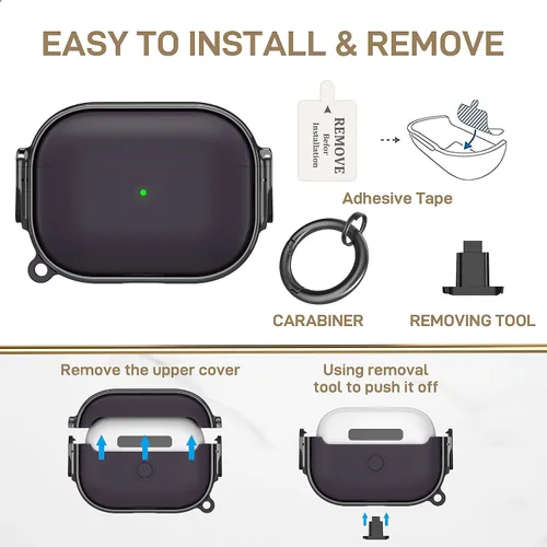 Miniatura 6 de Maxjoy Funda para AirPods Pro de 2ª/1ª generación con cerradura, bonita funda protectora rígida para AirPods Pro 2, funda protectora para AirPod Pro