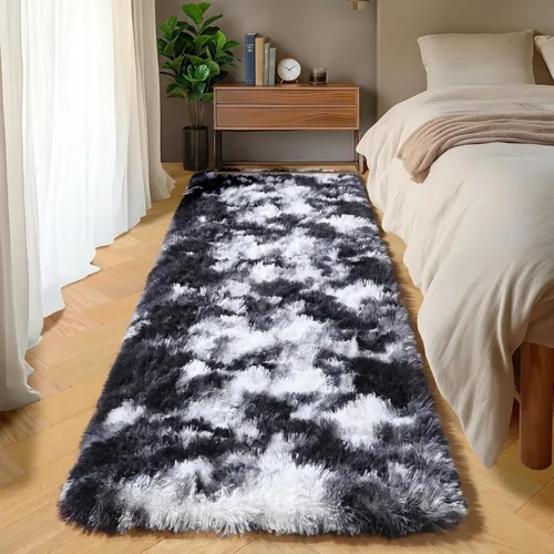 Miniatura 34 de ONASAR - Alfombra de pasillo negra de 2 x 6 pies, esponjosa, lavable, ultrasuave, afelpada, peluda, tapete para bebés, dormitorio de niños, armario