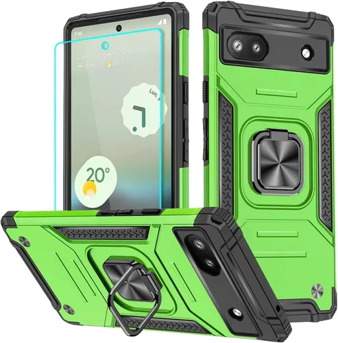Miniatura 17 de HNHYGETE Funda para Pixel 6a con protector de pantalla HD, soporte giratorio de grado militar de 360° (resistente) a prueba de golpes para Google
