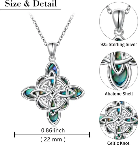 Miniatura 80 de FLYOW Collar con colgante de nudo celta de plata de ley 925 de buena suerte irlandés para mujer, regalo de cumpleaños y graduación