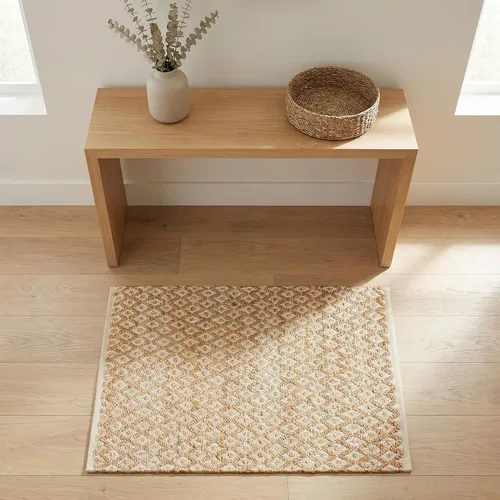 Miniatura 17 de Jute Patsan - Alfombra tejida a mano de 2 x 3 pies, diseño de rayas torcidas naturales, alfombra de piso suave para entrada, cocina, dormitorio
