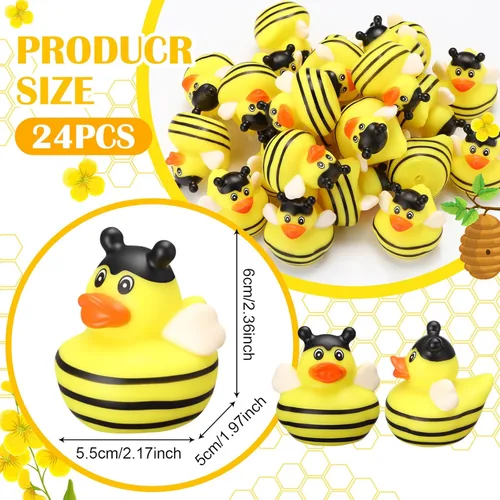 Miniatura 2 de Jexine 24 piezas de patos de goma, 4 estilos, juguetes de goma, divertidos y adorables, regalos de juguete para fiesta de cumpleaños, juguetes