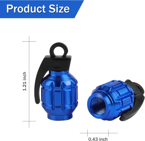 Miniatura 2 de SINGARO Tapón de válvula de neumático de aluminio, cubierta de vástago de válvula de neumático de automóvil impermeable y a prueba de polvo, azul