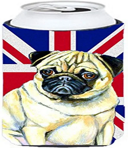 Caroline's Treasures LH9494TBC Pug con bandera inglesa Union Jack británica para niño alto, funda para enfriar, lavable a máquina, funda aislante
