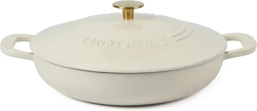 Miniatura 10 de Martha Stewart Gatwick Enameled Cast Iron Braiser with Lid, 3.5-Quart Braiser Pan for Stovetop & Oven, Cast Iron Braising Pan, Blue