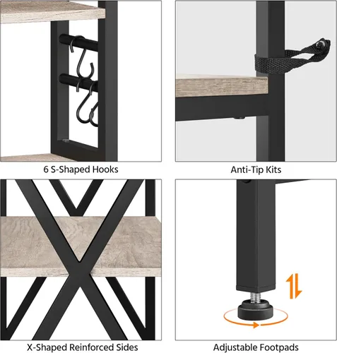 Miniatura 4 de Yaheetech Estante de Cocina para Panaderos de 6 Niveles, Mesa de Bar de Café de 31.5 Pulgadas, Gabinete de Soporte para Horno Microondas