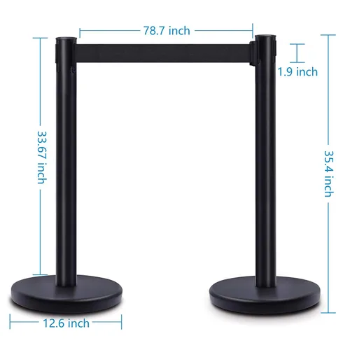 Miniatura 2 de Apex VIP Series soportes de durabilidad estándar, tela negra, cinta retráctil (juego de 2 unidades) 36 pulgadas H con 6.5 pies de cinta negra