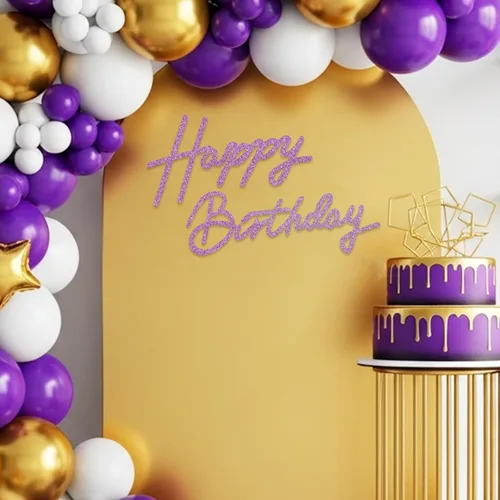 Miniatura 37 de TONIFUL Cartel de feliz cumpleaños para telón de fondo, pancarta de fieltro negro, incluye pegamento de puntos, perfecto para telón de fondo
