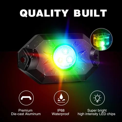 Miniatura 6 de Nilight Juego de 2 luces LED RGB de 3 pies y 4 luces de rock, control remoto y aplicación con patrones de persecución de bricolaje, antena