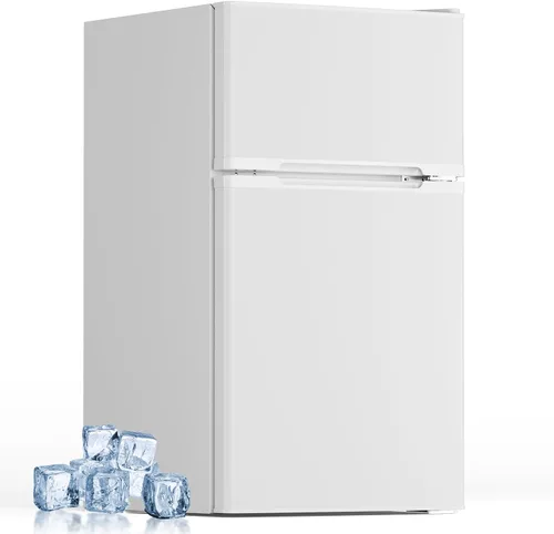 Miniatura 8 de Electactic Mini refrigerador con congelador, refrigerador compacto de 3.2 pies cúbicos con 2 puertas, refrigerador pequeño con termostato ajustable