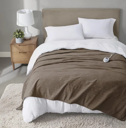 Miniatura 19 de Serta - Manta de forro polar ultrasuave Travis con textura de nervaduras trilobulares, manta eléctrica; cómoda, agradable y abriga y protege
