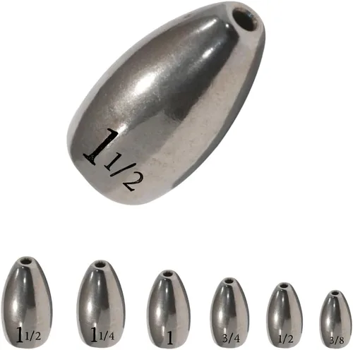 Miniatura 12 de Reaction Tackle Pesas de Tungsteno para Voltear para Pesca de Lobina - Plomos para Perforar Cobertura Pesada - Agua Dulce y Salada - Usadas