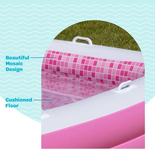 Miniatura 2 de Inflable para niños y adultos de 90 x 60 pulgadas (7.5 x 5 pies) con suelo acolchado suave, asas y drenaje, piscina para niños, piscina grande