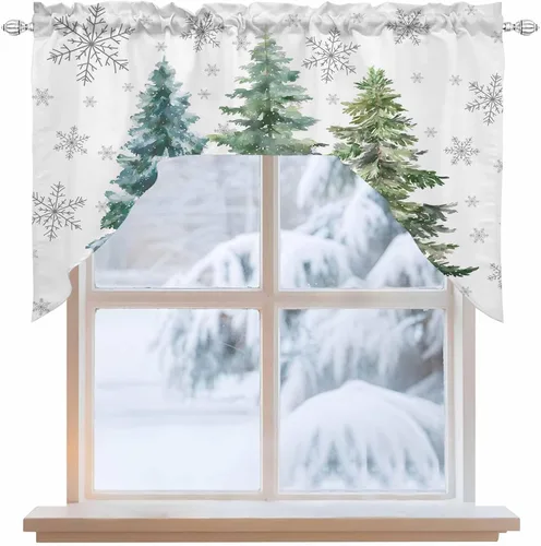Miniatura 2 de Cortinas de cocina con cenefa de árbol de Navidad, cenefa con bolsillo para barra, paneles de cortina para dormitorio, sala de estar, baño
