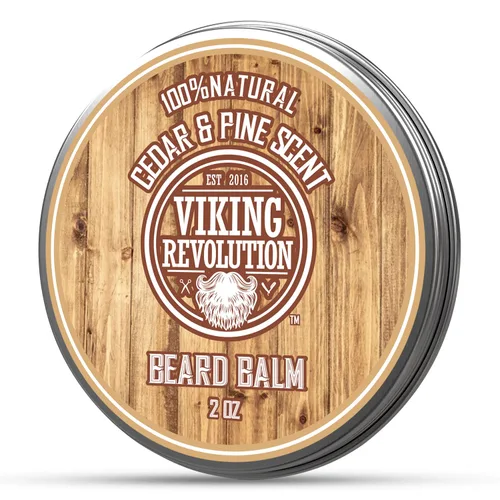 Viking Revolution Bálsamo para barba de cedro y pino, mantequilla con aceite de argán, suavizante e hidratante para hombres, cera para barbas (2