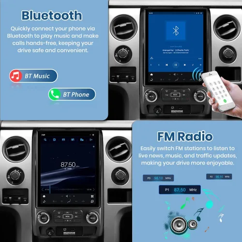 Miniatura 6 de Actualización de radio de coche para Ford F150 2009-2012 (solo CA automática), pantalla táctil QLED de 12.1 pulgadas, estéreo inalámbrico CarPlay