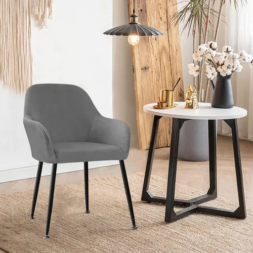 Miniatura 5 de Fundas protectoras de terciopelo elástico para sillas de comedor con brazos y respaldo curvado pequeño, juego de 6/4/2 para cocina, oficina, hogar