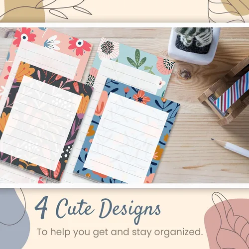 Miniatura 2 de Prims & Flourish Magnetic Notepads for Refrigerator, 4-Pack Grocery List Magnet Pad for Fridge, To-Do List, Reminders, Scratch Pads, Cute Floral
