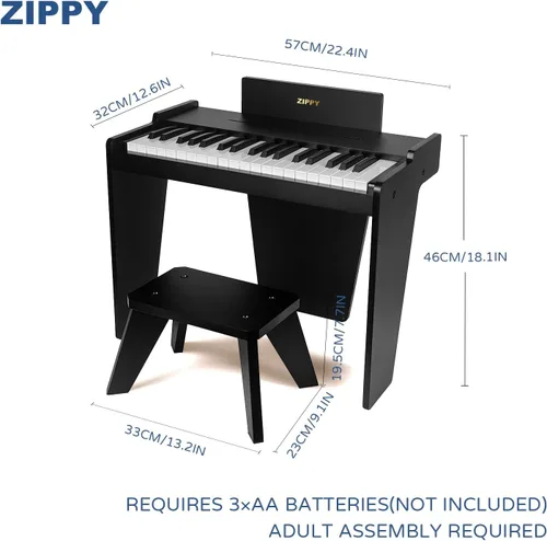 Miniatura 5 de Teclado de piano para niños ZIPPY, piano digital de 37 teclas para niños, juguete de instrumento musical educativo, piano de madera para niñas