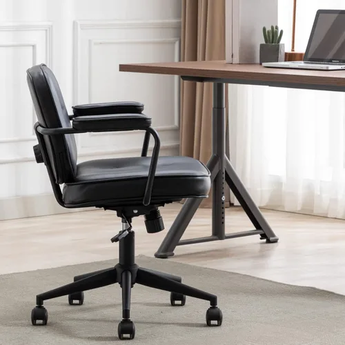 Miniatura 5 de Ya-Home Silla de escritorio giratoria moderna con reposabrazos, cómoda silla de computadora de altura ajustable con ruedas, silla de escritorio