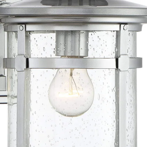 Miniatura 3 de Franklin Iron Works Callaway - Lámpara de pared industrial moderna para exteriores, cromada, de 11 3/4 pulgadas, farol de cristal transparente