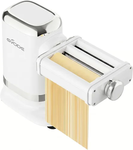 GVODE Máquina eléctrica de pasta - Juego de rodillo y cortador de hojas de pasta 3 en 1 700 W máximo motor, incluye máquina de fettuccine y Blanco