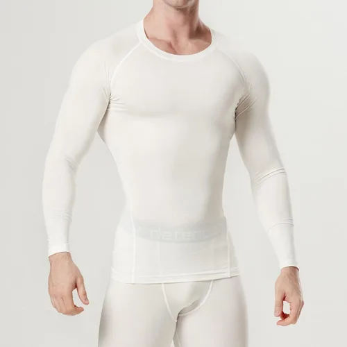 Miniatura 6 de dfen Camisetas de compresión de secado rápido para hombre con capa base se adaptan a Cool Gear con cuello redondo y manga larga