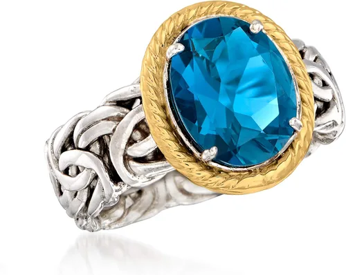 Miniatura 4 de Ross-Simons 4.10 Carat London Blue Topaz Byzantine Ring in 14kt Yellow Gold and Sterling Silver