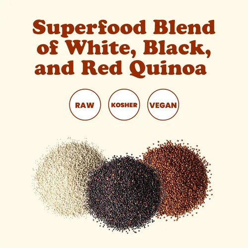Miniatura 4 de Food to Live Grano de quinua tricolor, 6 libras, mezcla de semillas enteras blancas, negras y rojas. Prelavado y listo para cocinar. Un