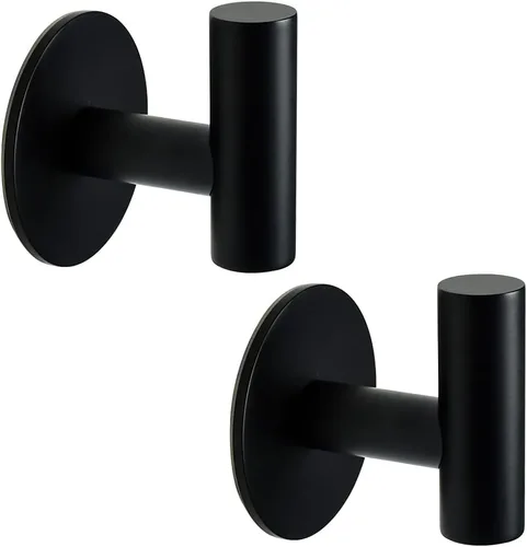 Gancho autoadhesivo para toallas, color negro mate, níquel cepillado, acero inoxidable SUS304, resistente al agua, para toallas, bata, soporte para