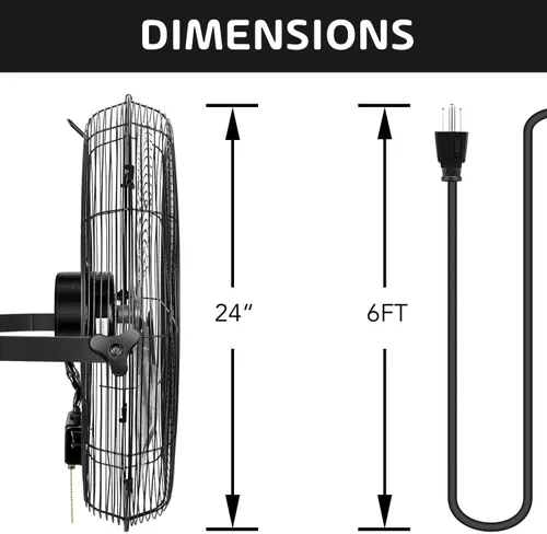 Miniatura 5 de Simple Deluxe Ventilador de metal de ventilación comercial de 3 velocidades de montaje en pared industrial de 24 pulgadas para almacén, taller